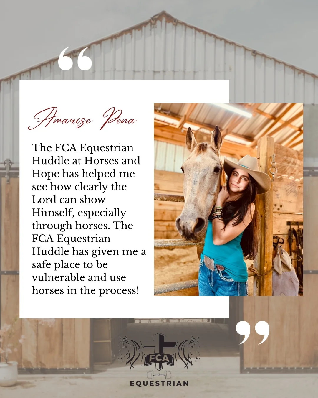 FCA Equestrian Huddle at Horses and Hope