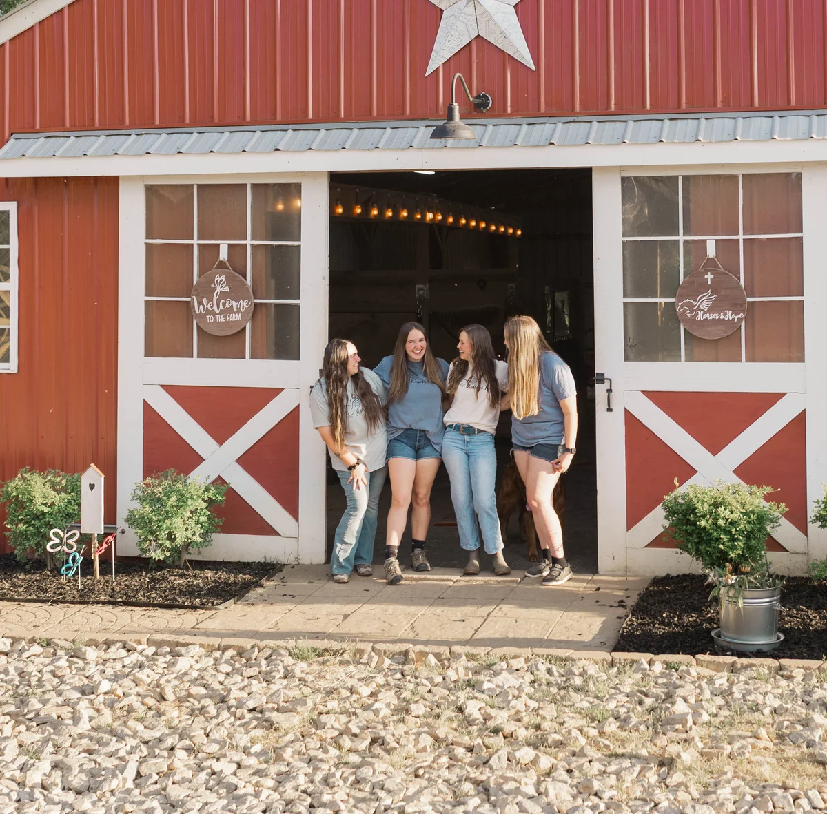 Students at FCA Equestrian Huddle at Horses and Hope in Talmo, Georgia